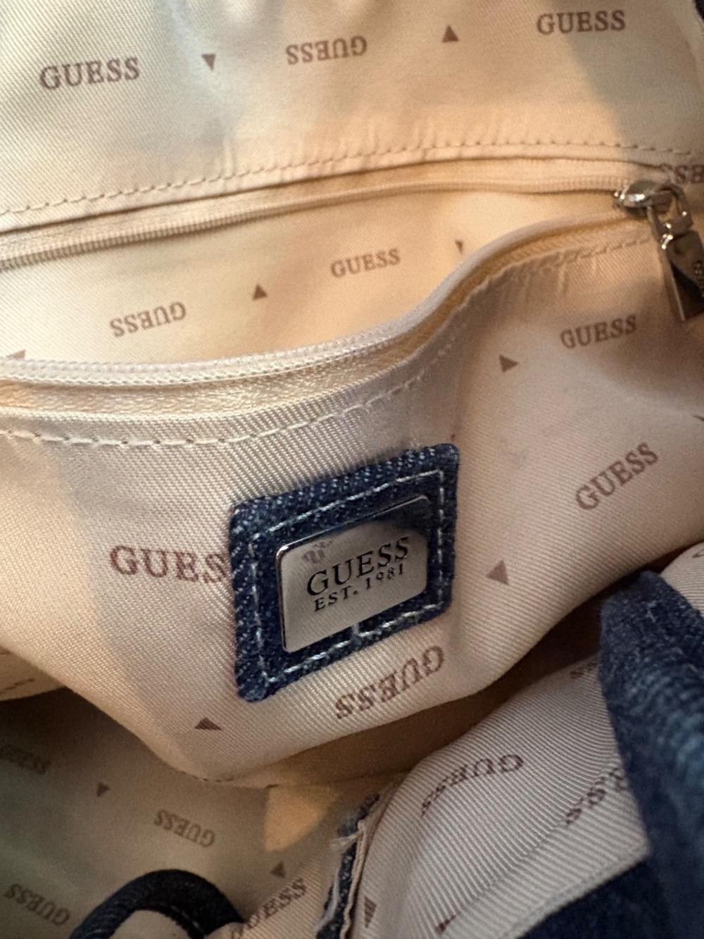 Guess Denim Large Fashion Shoulder Tote - Picture 5 of 5